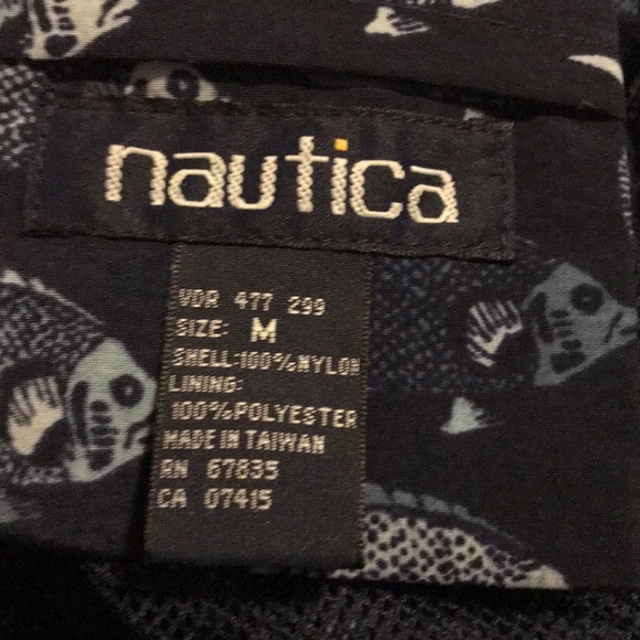 Nautica Fish Print Navy Blue Swim Trunks Medium - Picture 4 of 5